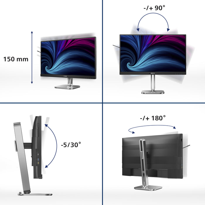 Philips 27B2U4601/00, 68.6 cm (27"), 2560 x 1440 pixels, Quad HD, LCD, 4 ms, Grey