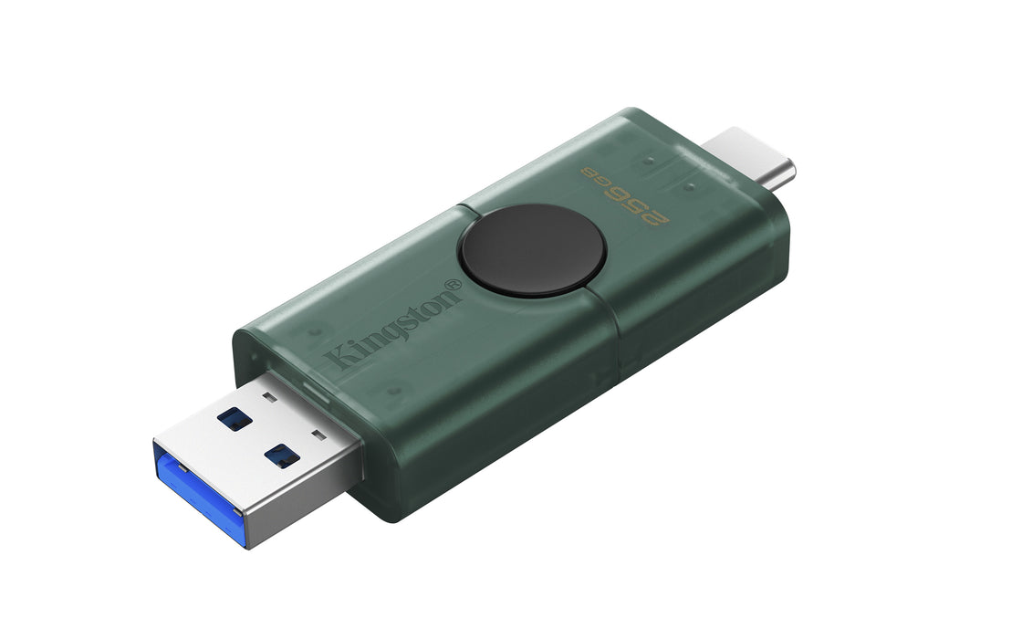 Kingston Technology DataTraveler 256GB USB-A + USB-C 3.2 Gen 1 DuoG2, 256 GB, USB Type-A / USB Type-C, 3.2 Gen 1 (3.1 Gen 1), Other, 10 g, Black, Green