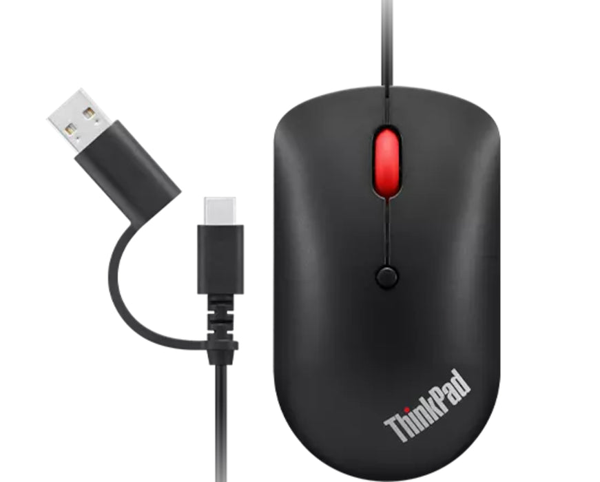 Lenovo 4Y51D20850, Ambidextrous, Optical, USB Type-C, 2400 DPI, Black