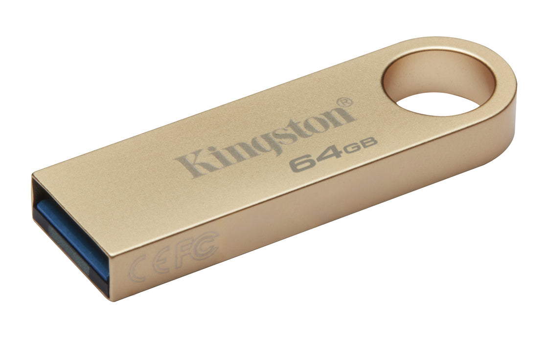 Kingston Technology DataTraveler 64GB 220MB/s Metal USB 3.2 Gen 1 SE9 G3, 64 GB, USB Type-A, 3.2 Gen 1 (3.1 Gen 1), 220 MB/s, Capless, Gold