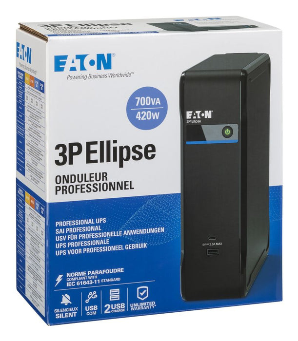 Eaton 3P700UI, Standby (Offline), 0.7 kVA, 420 W, Stepwise, 161 V, 284 V