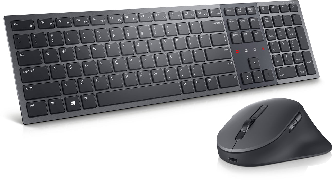 DELL KM900, Full-size (100%), RF Wireless + Bluetooth, Scissor key switch, QWERTY, Graphite, Mouse included