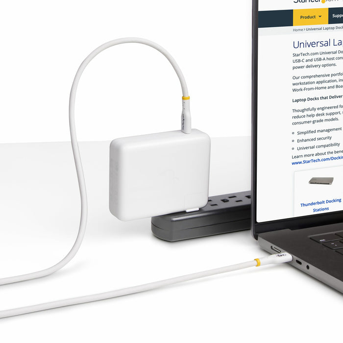 StarTech.com 13ft (4m) USB-C Charging Cable, Charge & Sync, 240W (5A) PD EPR, USB 2.0 Laptop Charger Cable, USB-IF Certified, TPE Jacket - White USB C Charging Cord, 4 m, USB C, USB C, USB 2.0, 0.48 Gbit/s, White