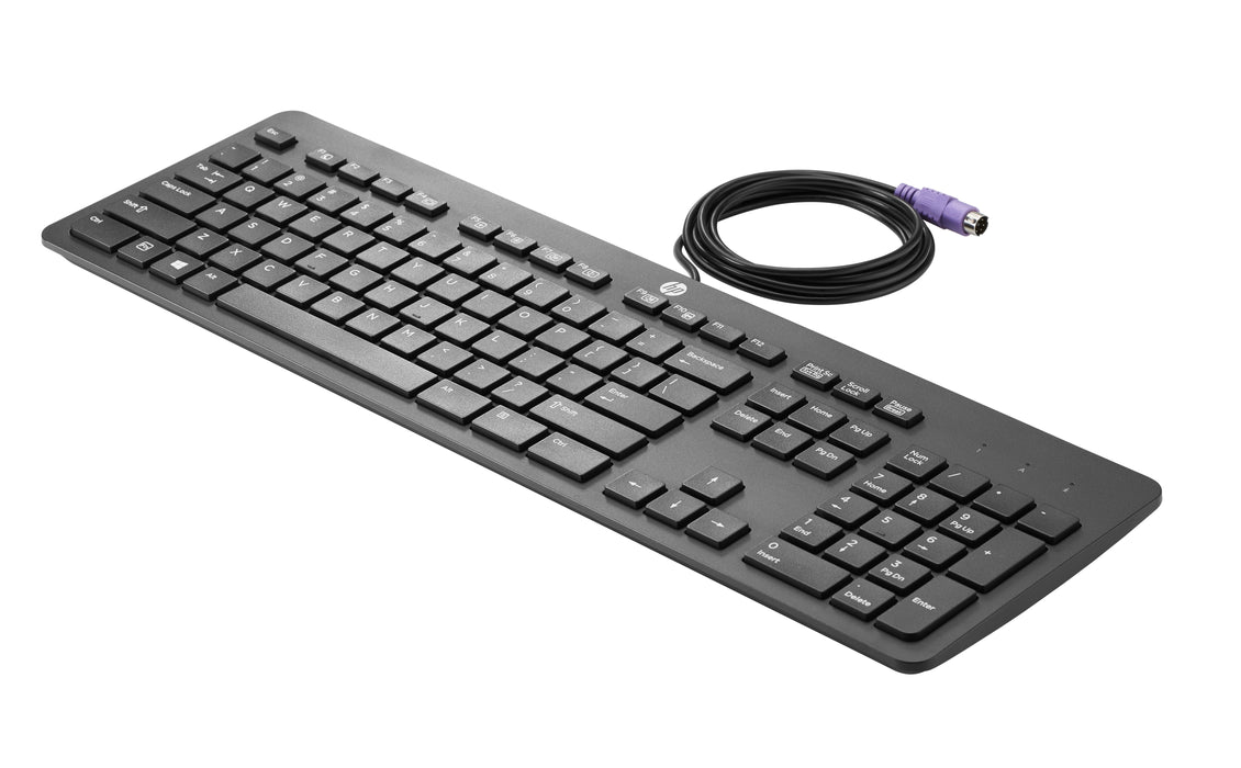HP PS/2 Slim Business Keyboard, Full-size (100%), Wired, PS/2, Mechanical, Black