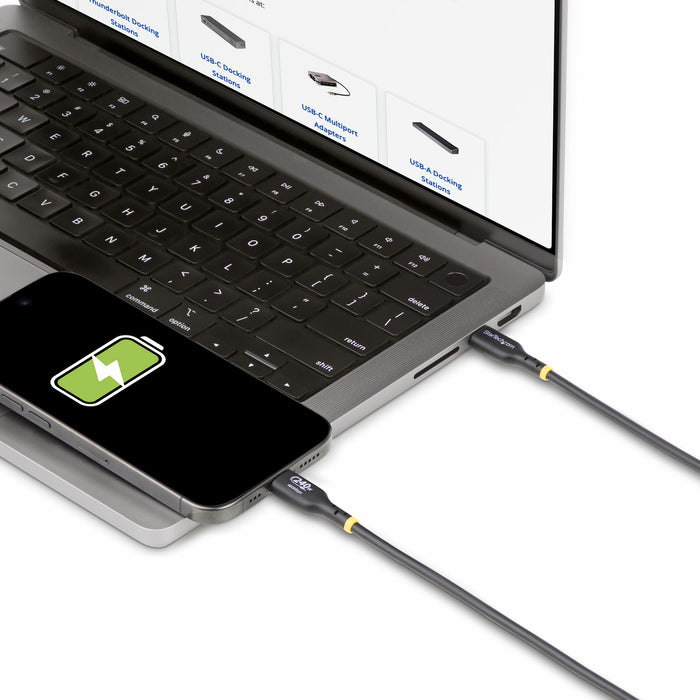 StarTech.com 10ft (3m) USB-C Charging Cable, Charge & Sync, 240W (5A) PD EPR, USB 2.0 Laptop Charger Cable, USB-IF Certified, TPE Jacket - Black USB C Charging Cord, 3 m, USB C, USB C, USB 2.0, 0.48 Gbit/s, Black