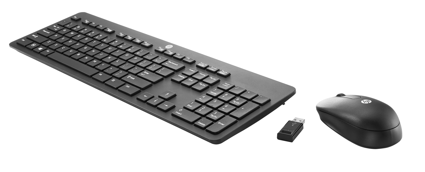 HP Slim Wireless Keyboard and Mouse, Full-size (100%), Wireless, RF Wireless, Black, Mouse included