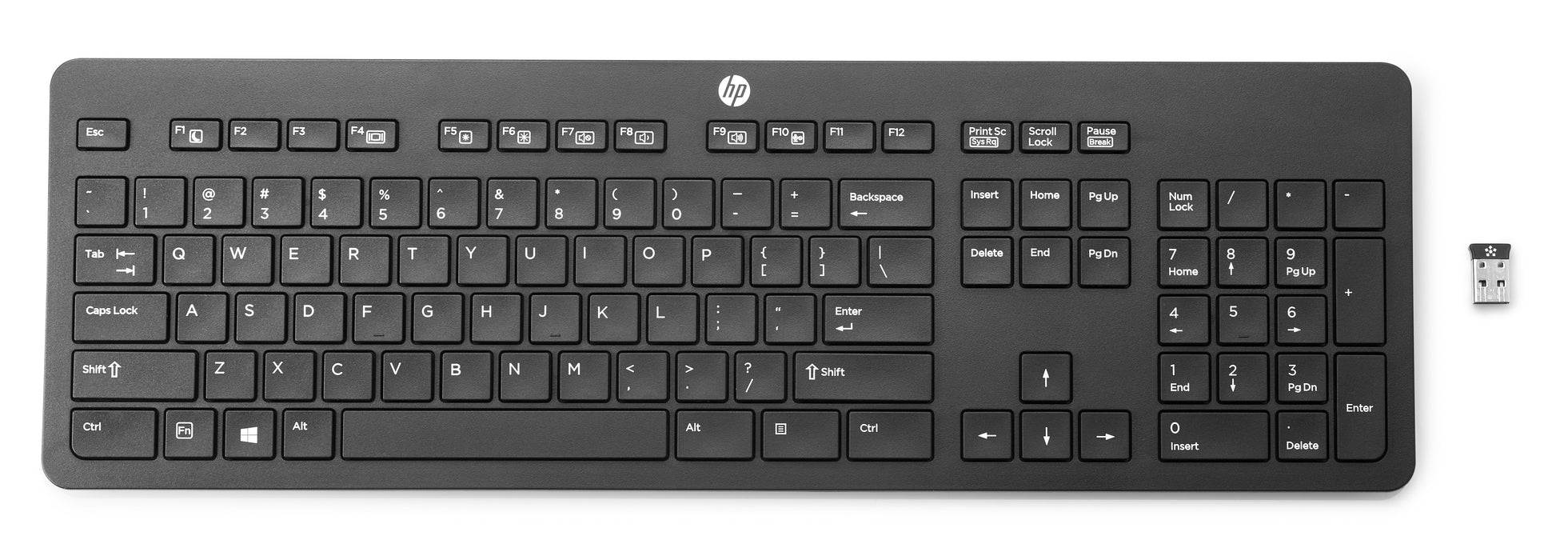 HP Wireless (Link-5) Keyboard, Full-size (100%), Wireless, RF Wireless, Black