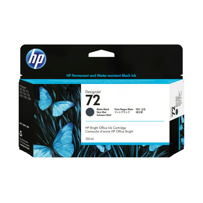 HP 72 130-ml Matte Black DesignJet Ink Cartridge, HP DesignJet T610 Printer series, T620 Printer series, T770 Printer series, T1100 Printer series,..., Thermal inkjet, Black, C9403A, Business, Singapore