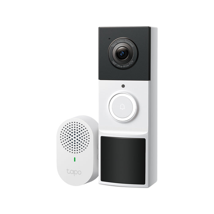 TP-Link Tapo Video Doorbell Camera, Black, White, IP65, 150°, IR, Wall, Tapo Care Cloud Storage Services