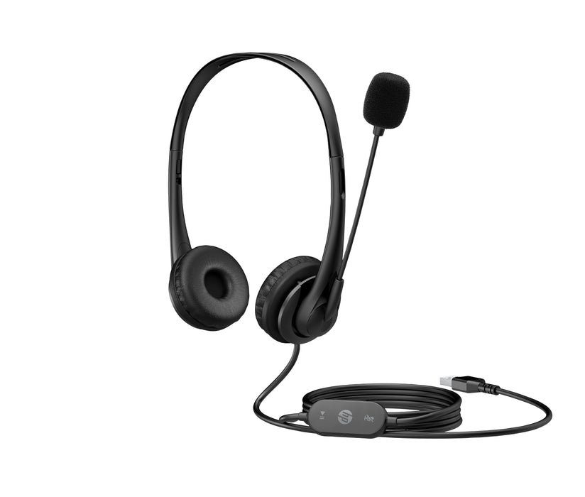 HP Stereo USB Headset G2, Wired, Office/Call center, 90 g, Headset, Black