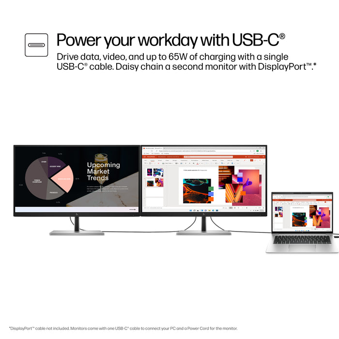 HP E27u G5 QHD USB-C Monitor, 68.6 cm (27"), 2560 x 1440 pixels, Quad HD, LCD, 5 ms, Black