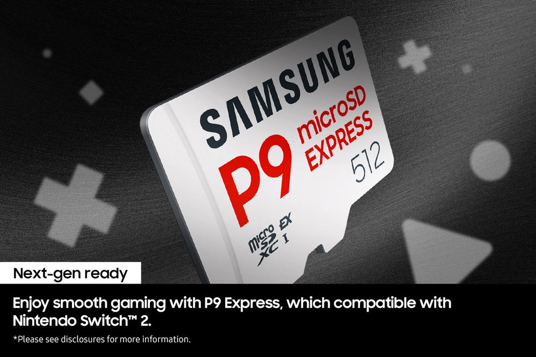 Samsung P9 Express, microSD Express Card, 256 GB, MicroSDXC, UHS-I, 800 MB/s, Class 3 (U3), V30