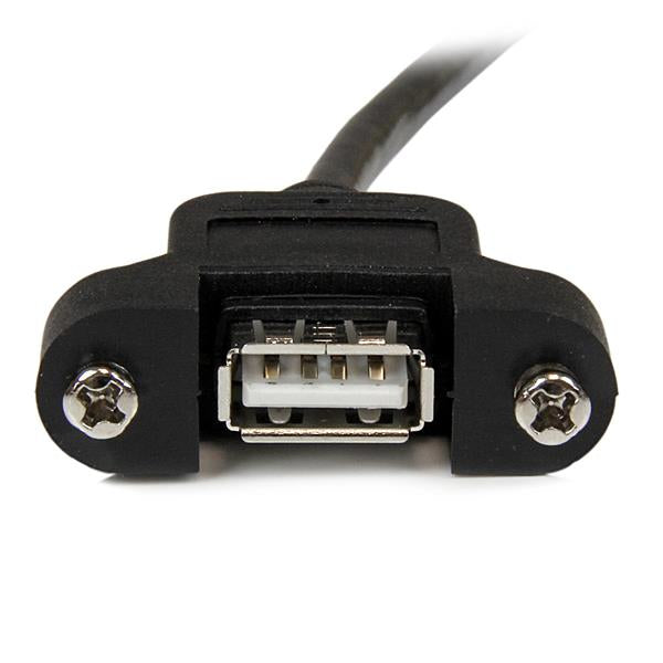 StarTech.com 1 ft Panel Mount USB Cable A to A - F/M, 0.3 m, USB A, USB A, USB 2.0, Male/Female, Black