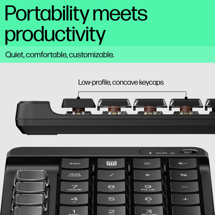 HP 430 Programmable Wireless Keypad, Wireless, Bluetooth, Black