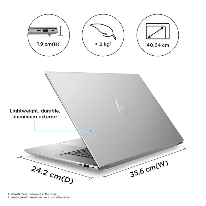 HP ZBook Studio 16 G10, Intel® Core™ i7, 2.4 GHz, 40.6 cm (16"), 1920 x 1200 pixels, 32 GB, 1 TB