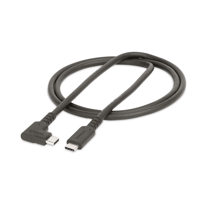 StarTech.com 3ft (1m) USB-C Cable, Right-Angled, USB 10Gbps, 100W (5A) Power Delivery, 8K 60Hz / 4K 144Hz DP Alt Mode, Rugged USB C Cord - Thunderbolt Compatible, 1 m, USB C, USB C, USB 3.2 Gen 2 (3.1 Gen 2), 10 Gbit/s, Black