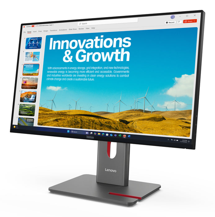 Lenovo ThinkVision P24QD-40 Monitor, 60.5 cm (23.8"), 2560 x 1440 pixels, Wide Quad HD, LED, 6 ms, Black