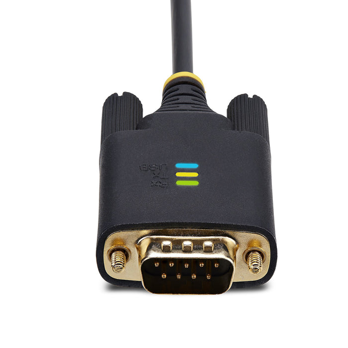 StarTech.com 3.3ft (1m) USB to Serial Adapter Cable, COM Retention, Interchangeable Screws/Nuts, USB-A to DB9 RS232, FTDI IC, ESD Protection, Windows/macOS/Linux, Black, 1 m, USB Type-A, RS-232, Male, Male