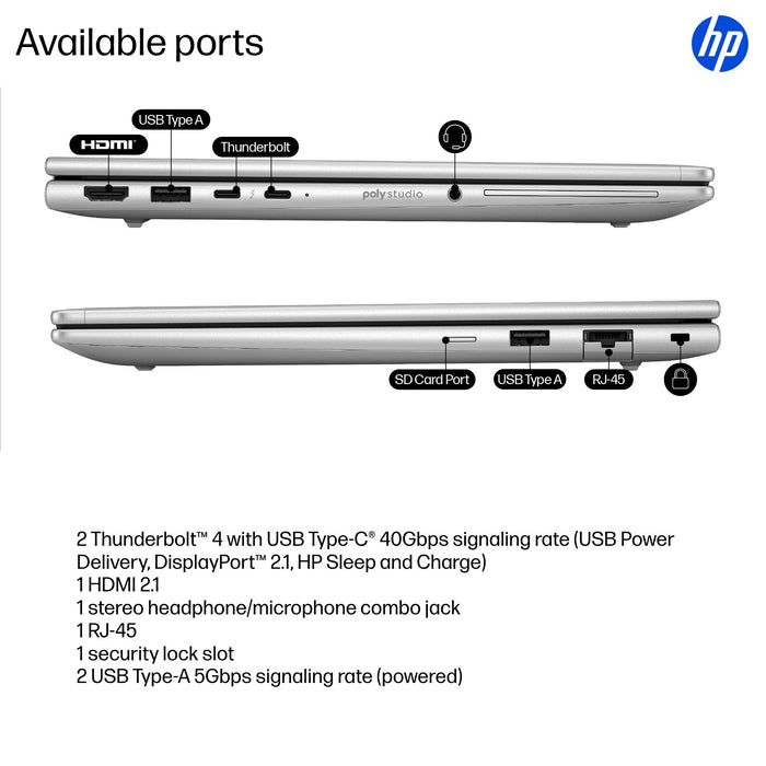 HP EliteBook 6 G1i, Intel Core Ultra 7, 33.8 cm (13.3"), 1920 x 1200 pixels, 32 GB, 512 GB, Windows 11 Pro