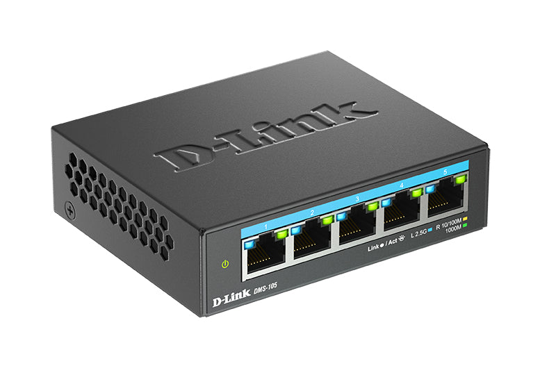 D-Link 5-Port Multi-Gigabit Unmanaged Switch, Unmanaged, 2.5G Ethernet (100/1000/2500), Rack mounting, Desktop