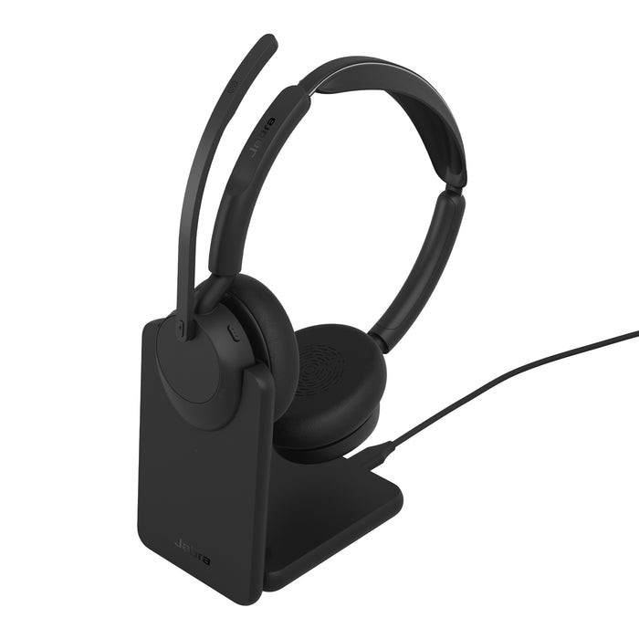 Jabra Evolve3 45 UC - USB-A with Dongle - Stereo (Charging Stand), Wireless, Office/Call center, 20 - 20000 Hz, 102 g, Headset, Black