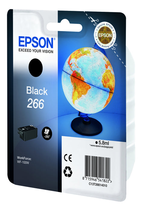 Epson Globe 266 Single Black Ink, Standard Yield, Black, Pigment-based ink, 5.8 ml, 1 pc(s), 250 pages