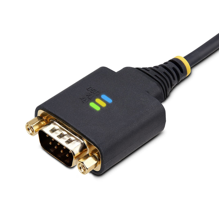 StarTech.com 3.3ft (1m) USB to Serial Adapter Cable, COM Retention, Interchangeable Screws/Nuts, USB-A to DB9 RS232, FTDI IC, ESD Protection, Windows/macOS/Linux, Black, 1 m, USB Type-A, RS-232, Male, Male