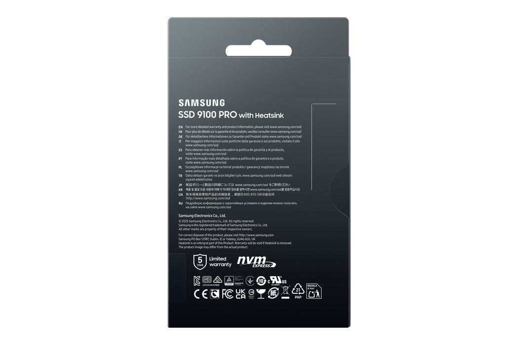 Samsung 9100 PRO Heatsink PCIe® 5.0 NVMe™ M.2 SSD - 1 TB, 1 TB, M.2, 14700 MB/s