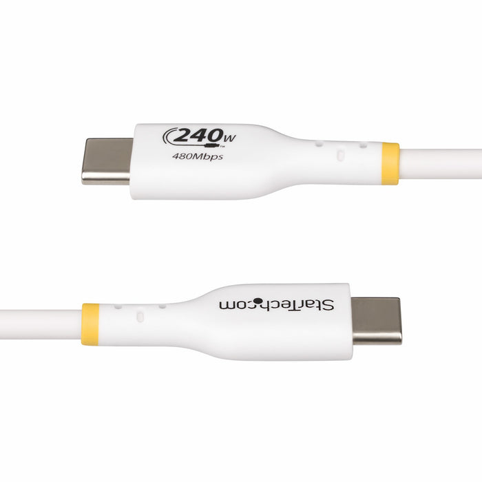 StarTech.com 13ft (4m) USB-C Charging Cable, Charge & Sync, 240W (5A) PD EPR, USB 2.0 Laptop Charger Cable, USB-IF Certified, TPE Jacket - White USB C Charging Cord, 4 m, USB C, USB C, USB 2.0, 0.48 Gbit/s, White