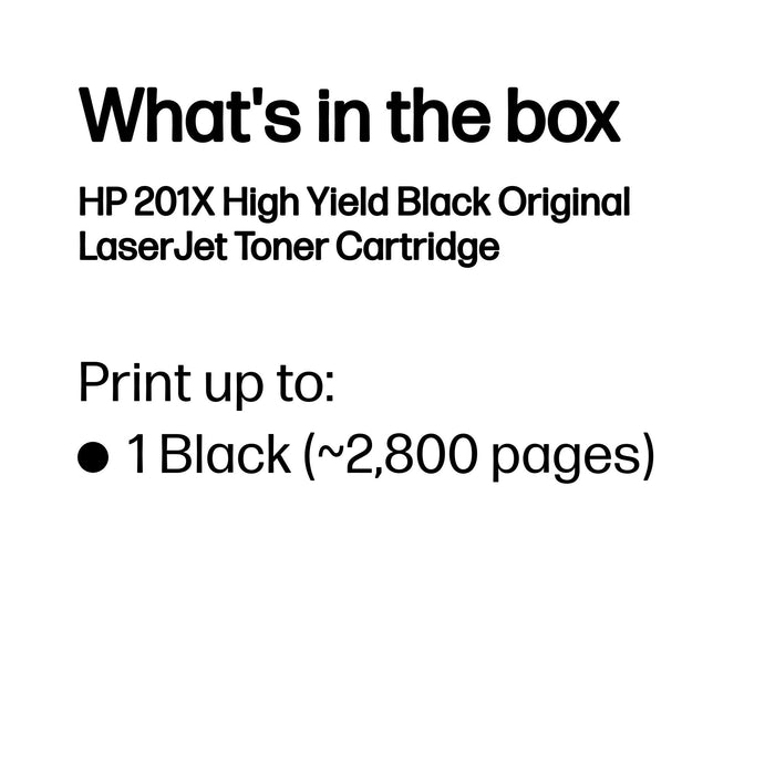 HP 201X High Yield Black Original LaserJet Toner Cartridge, 2800 pages, Black, 1 pc(s)