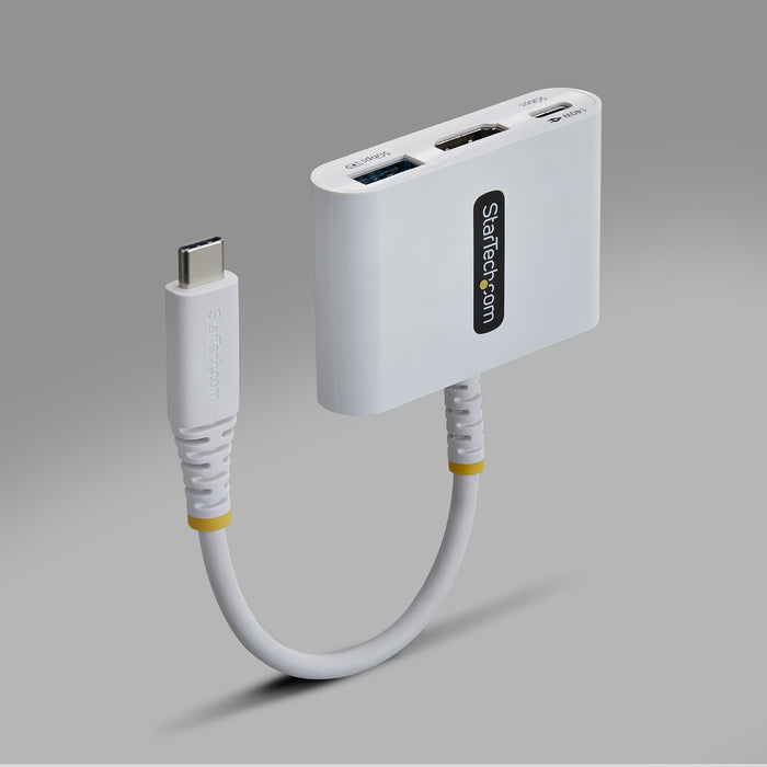 StarTech.com USB-C to HDMI Multiport Adapter with 140W PD Charging, 4K 60Hz HDMI, USB 5Gbps Hub, Mini Dock For MacBook / Dell / Thinkpad / HP / iPad / Tablets, Wired, USB 3.2 Gen 1 (3.1 Gen 1) Type-C, 140 W, White, 5 Gbit/s, 4K DCI