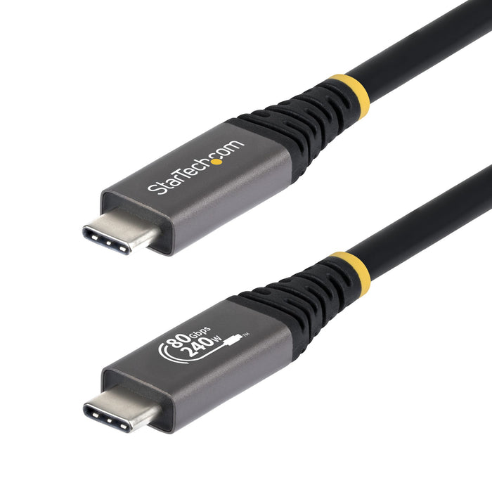StarTech.com 1m (3ft) USB4 Cable, 80Gbps, USB-IF Certified USB-C Cable, 240W PD, 8K 120Hz/4K 240Hz DP2.1 DP80, TPE Jacket, Thunderbolt 4 Compatible - Black USB-C Cord, 1 m, USB C, USB C, USB4 Gen 4x2, 80 Gbit/s, Black
