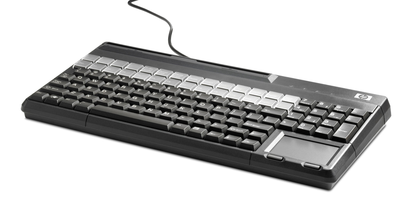 HP POS USB Keyboard with Magnetic Stripe Reader, Full-size (100%), Wired, USB, Black