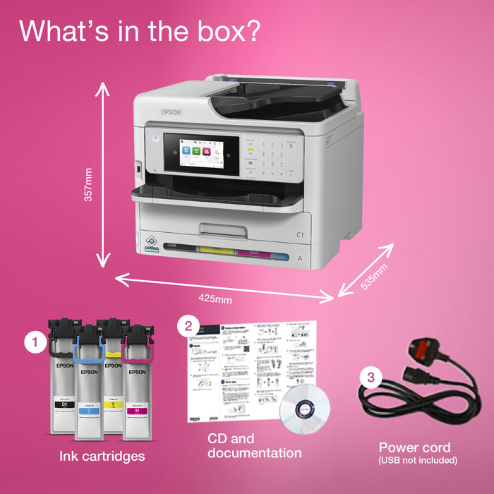 Epson WorkForce Pro WF-C5890DWF Printer, Inkjet, Colour printing, 4800 x 1200 DPI, A4, Direct printing, Black, Grey