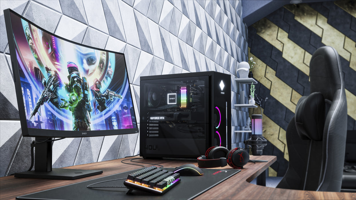 OMEN by HP OMEN by 34 inch WQHD 165Hz Curved Gaming Monitor - OMEN 34c, 86.4 cm (34"), 3440 x 1440 pixels, Wide Quad HD, LCD, 1 ms, Black