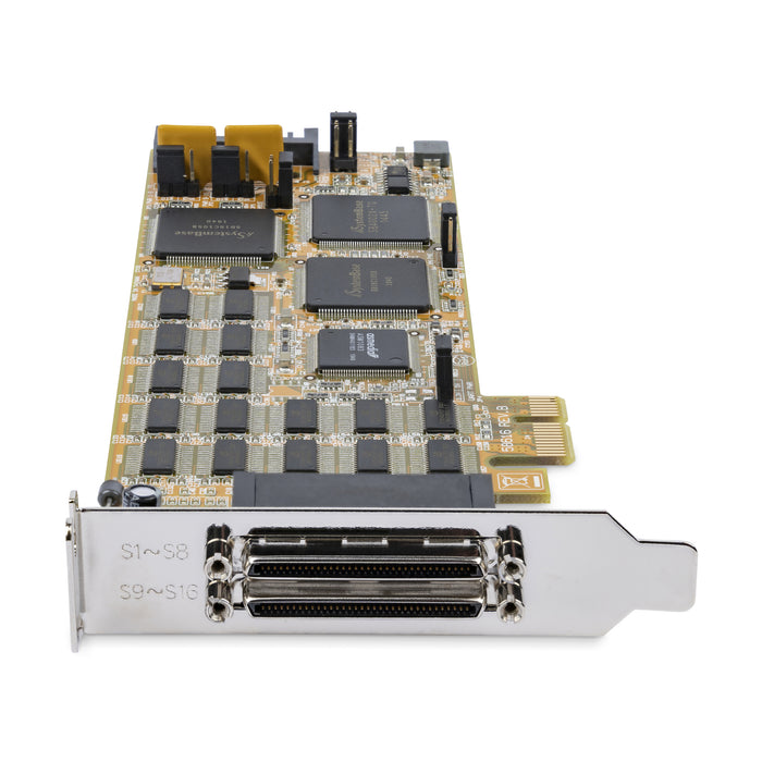 StarTech.com 16-Port Low-Profile Serial Card - RS232 - PCI Express - TAA, PCIe, Serial, Low-profile, PCIe 1.1, RS-232, Yellow