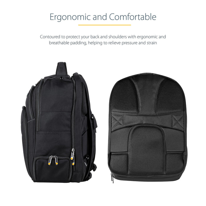 StarTech.com 15.6" Laptop Backpack with Removable Accessory Organizer Case - Professional IT Tech Backpack for Work/Travel/Commute - Ergonomic Computer Bag - Durable Ballistic Nylon - Notebook/Tablet Pockets, Backpack, 39.6 cm (15.6"), 1.5 kg