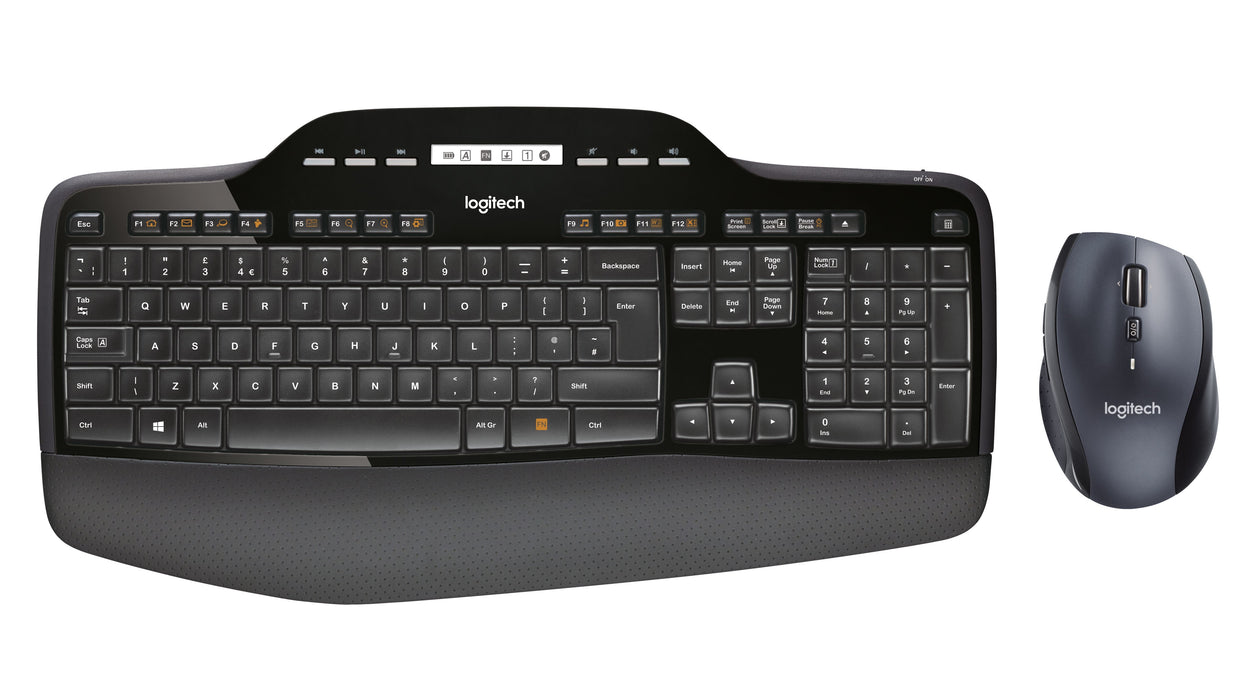 Logitech Wireless Desktop MK710, Full-size (100%), Wireless, RF Wireless, QWERTY, Black, Mouse included
