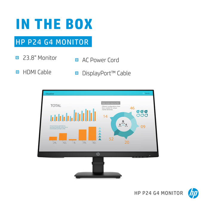 HP P-Series P24 G4, 60.5 cm (23.8"), 1920 x 1080 pixels, Full HD, 14 ms