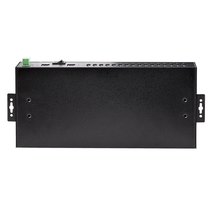 StarTech 16-Port Industrial USB 3.0 Hub 5Gbps, Metal, DIN/Surface/Rack Mountable, ESD Protection, Terminal Block Power, up to 120W Shared USB Charging, Dual-Host Hub/Switch , TAA