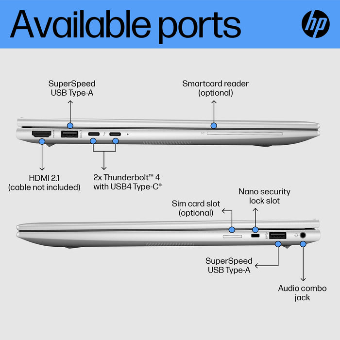 HP EliteBook 840 G10, Intel® Core™ i7, 1.6 GHz, 35.6 cm (14"), 1920 x 1200 pixels, 16 GB, 512 GB