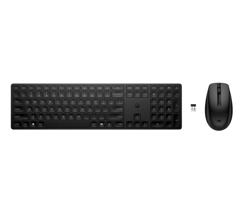HP 655 Wireless Keyboard and Mouse Combo, Full-size (100%), Wireless, RF Wireless, Black, Mouse included