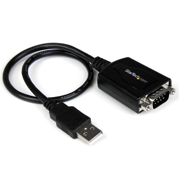 StarTech.com 1ft (30cm) 1-Port Professional USB to Serial Adapter Cable with COM Retention, USB to RS232 Adapter - TAA, DB-9, USB 2.0 A, 0.42 m, Black