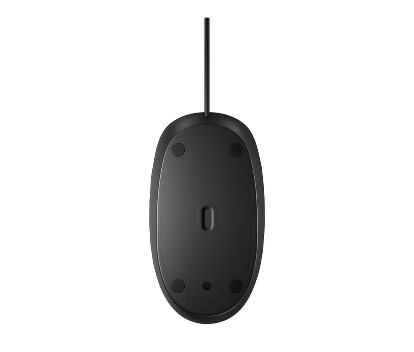 HP 125 Wired Mouse, Ambidextrous, Optical, USB Type-A, 1200 DPI, Black