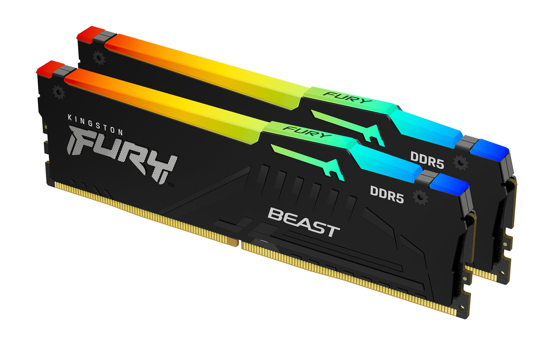 Kingston Technology FURY Beast 64GB 6000MT/s DDR5 CL30 DIMM (Kit of 2) RGB EXPO, 64 GB, 2 x 32 GB, DDR5, 288-pin DIMM, Black