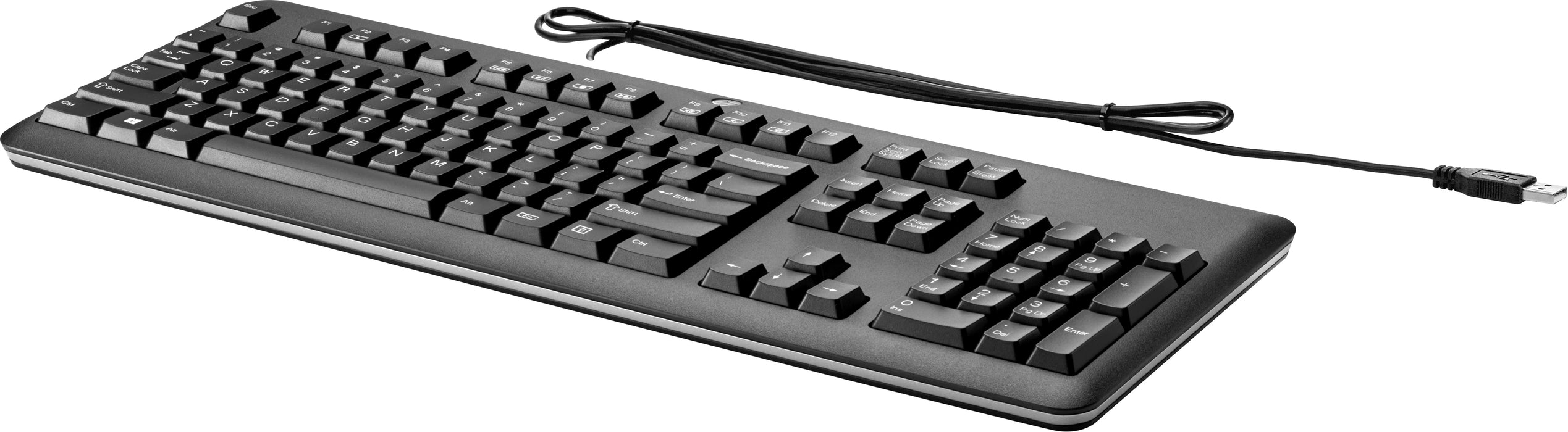 HP USB Keyboard for PC, Full-size (100%), Wired, USB, Black