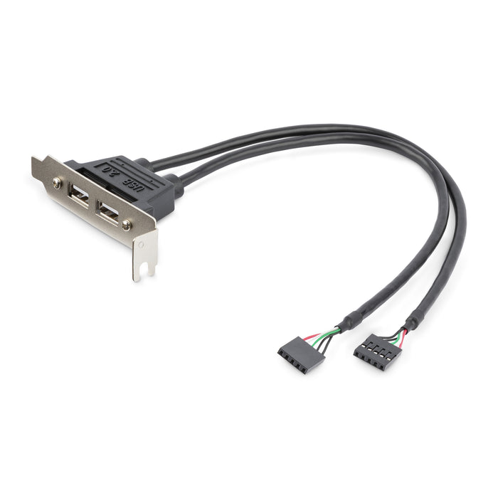 StarTech.com 2 Port USB A Female Low Profile Slot Plate Adapter, IDC, USB 2.0, Full-height / Low-profile, PC Motherboard, Grey, Metallic, 0.48 Gbit/s