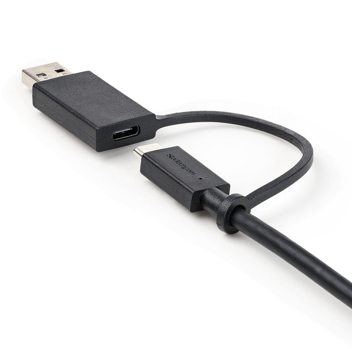 StarTech.com 3.3ft (1m) USB-C Cable with USB-A Adapter Dongle, USB 10Gbps/5Gbps, 100W (5A) PD, 8K 60Hz / 4K 144Hz DP Alt Mode - Thunderbolt Compatible, 1 m, USB C, USB C, USB 3.2 Gen 2 (3.1 Gen 2), 10 Gbit/s, Black