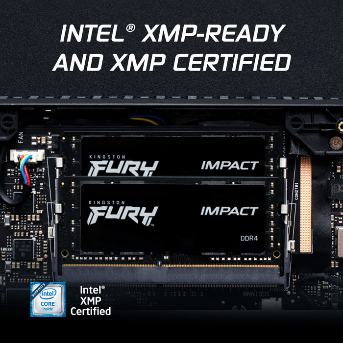 Kingston Technology FURY 16GB 3200MT/s DDR4 CL20 SODIMM Impact, 16 GB, 1 x 16 GB, DDR4, 260-pin SO-DIMM