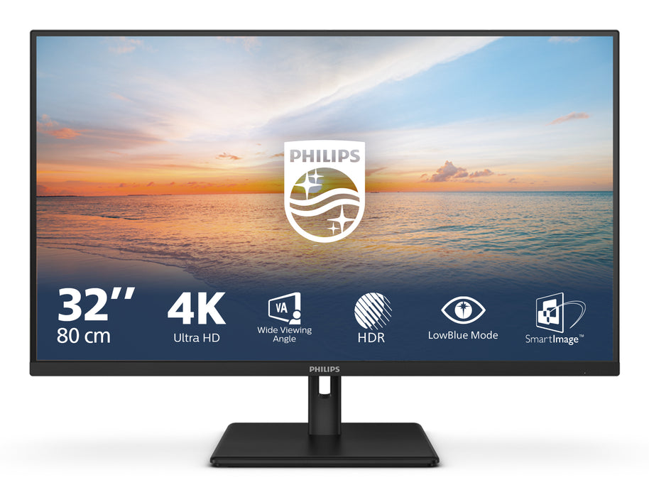 Philips 1000 series 32E1N1800LA/00, 80 cm (31.5"), 3840 x 2160 pixels, 4K Ultra HD, LCD, 4 ms, Black